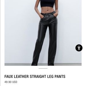 Zara Faux Leather Straight Leg Pants